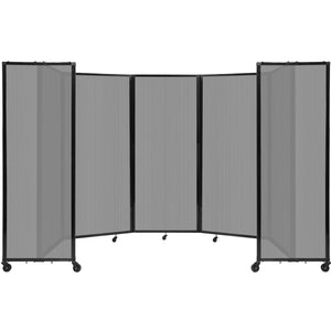 Room Divider 360° Folding Portable Partition with Fluted Polycarbonate Panels, 14' W x 6' 10" H