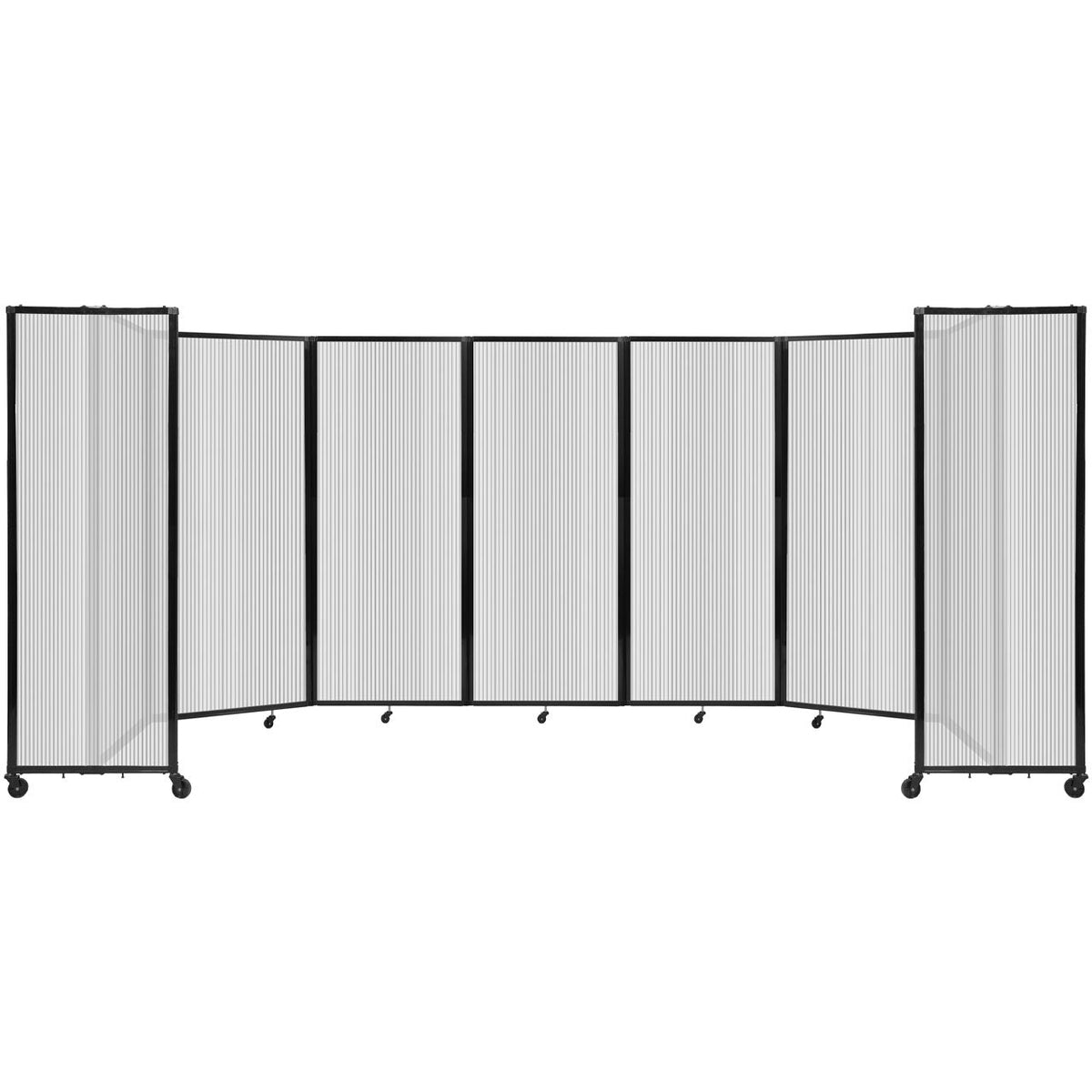 Room Divider 360° Folding Portable Partition with Fluted Polycarbonate Panels, 19' 6" W x 6' 10" H