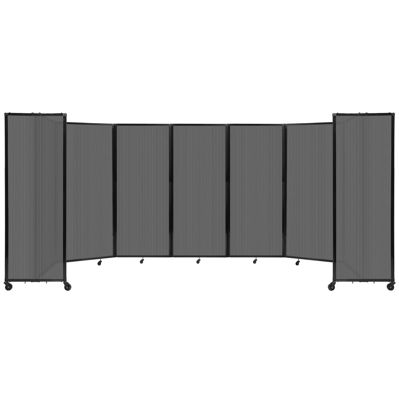 Room Divider 360° Folding Portable Partition with Fluted Polycarbonate Panels, 19' 6" W x 6' 10" H