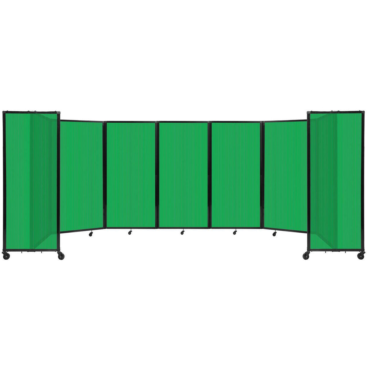 Room Divider 360° Folding Portable Partition with Fluted Polycarbonate Panels, 19' 6" W x 6' 10" H