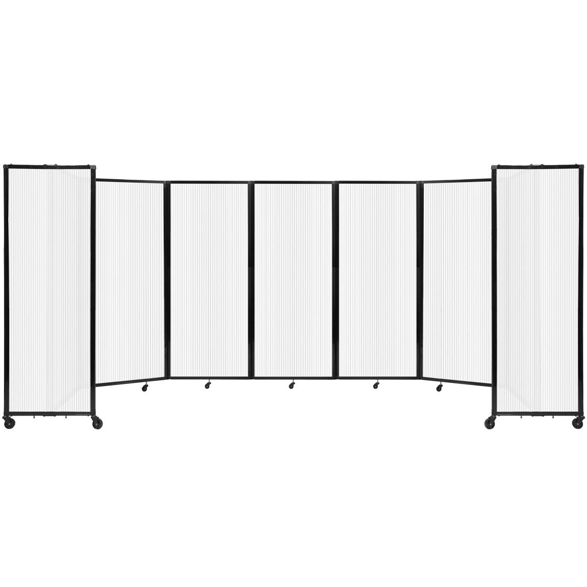 Room Divider 360° Folding Portable Partition with Fluted Polycarbonate Panels, 19' 6" W x 6' 10" H