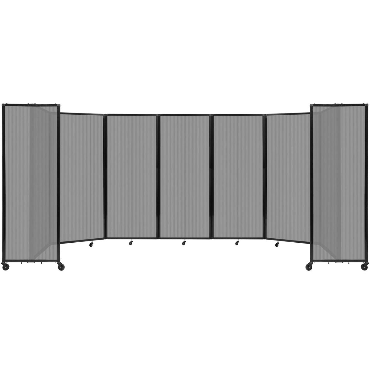 Room Divider 360° Folding Portable Partition with Fluted Polycarbonate Panels, 19' 6" W x 6' 10" H