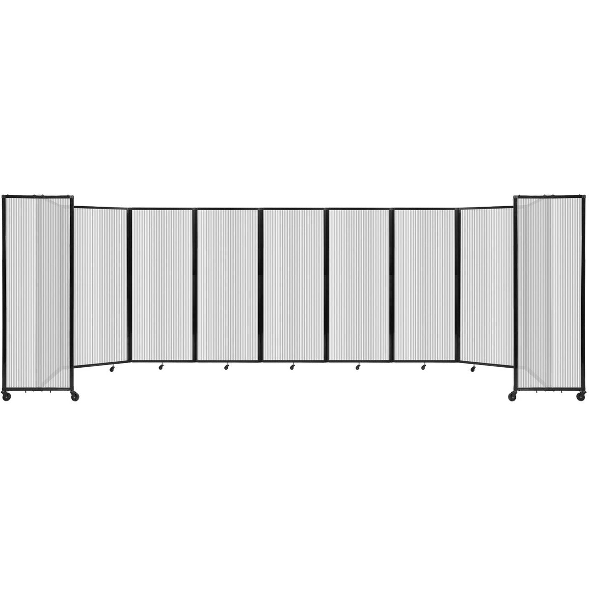 Room Divider 360° Folding Portable Partition with Fluted Polycarbonate Panels, 25' W x 6' 10" H