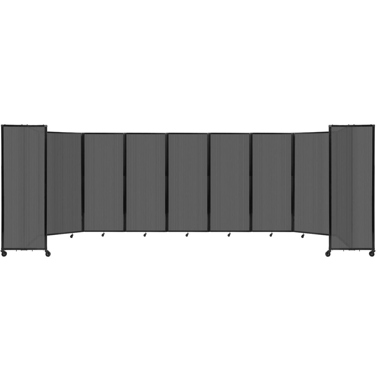 Room Divider 360° Folding Portable Partition with Fluted Polycarbonate Panels, 25' W x 6' 10" H