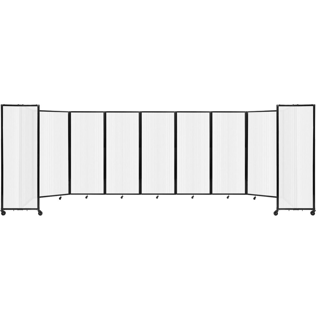 Room Divider 360° Folding Portable Partition with Fluted Polycarbonate Panels, 25' W x 6' 10" H