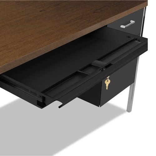 Double Pedestal Steel Desk, 72" x 36" x 29.5", Mocha/Black