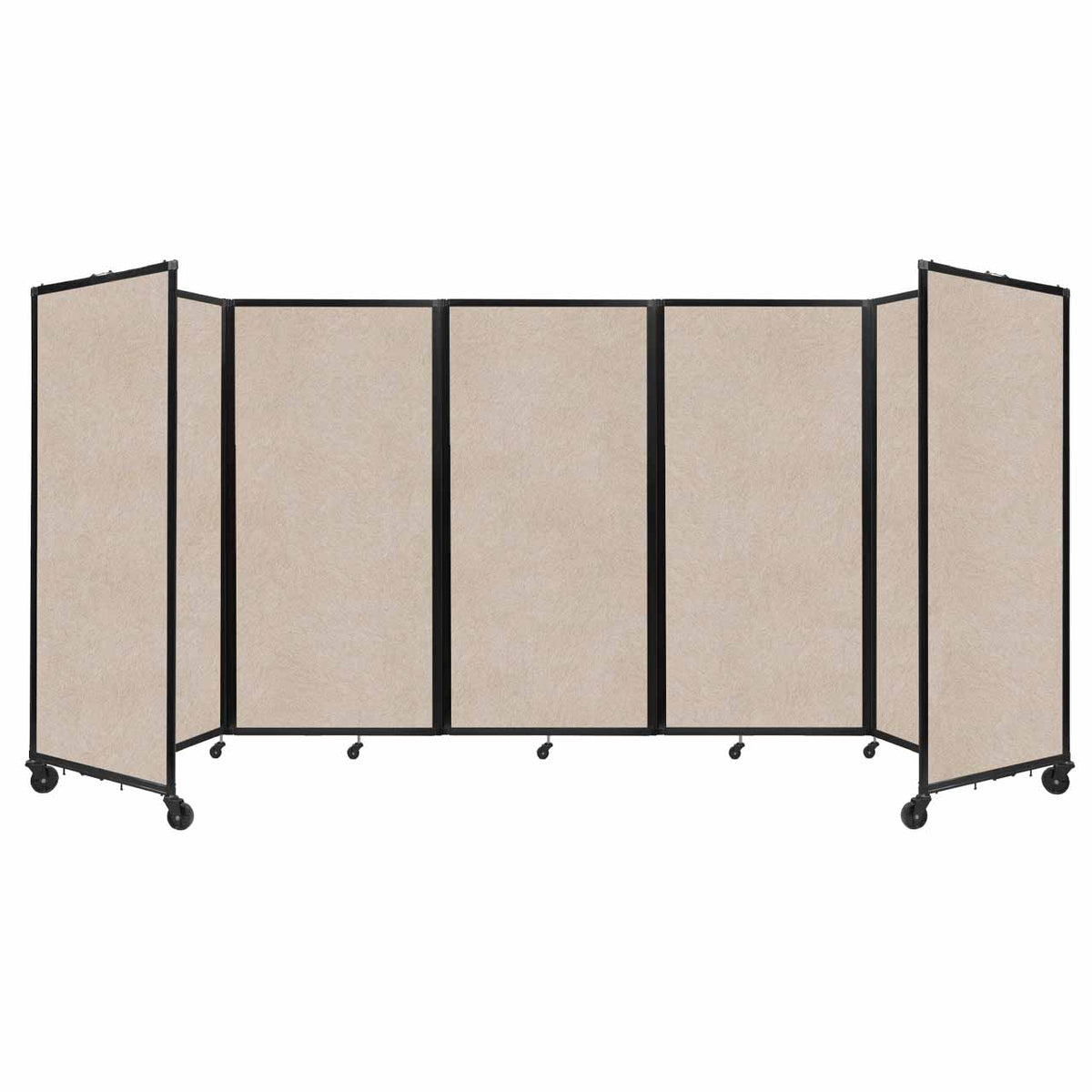 Room Divider 360° Folding Portable Partition with Soundsorb Acoustical Fabric Panels, 14' W x 6' H