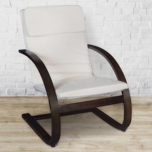 Niche Mia Bentwood Reclining Chair with Mocha Walnut Frame Finish, Beige Upholstery