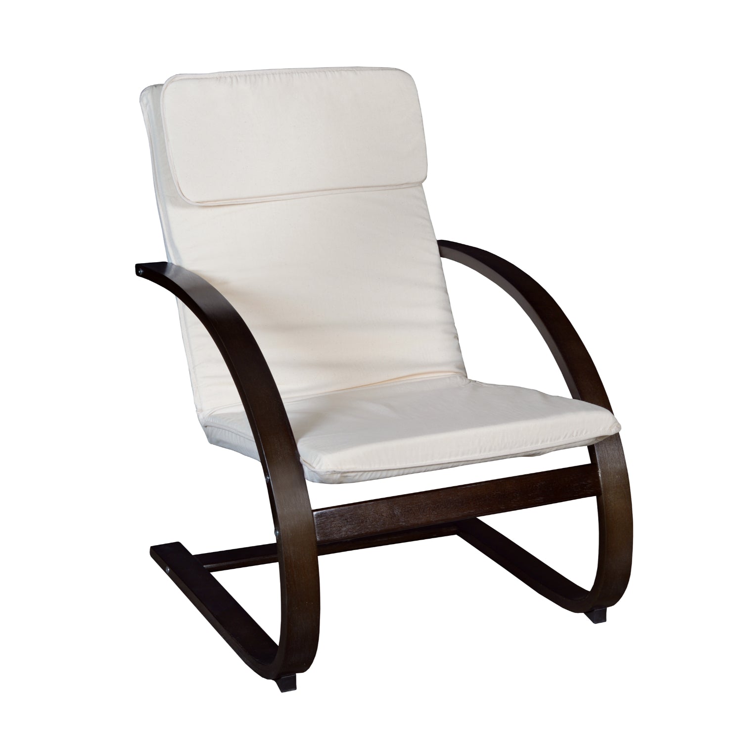 Niche Mia Bentwood Reclining Chair with Mocha Walnut Frame Finish, Beige Upholstery