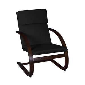 Niche Mia Bentwood Reclining Chair with Mocha Walnut Frame Finish, Black Upholstery