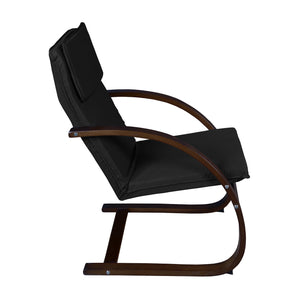 Niche Mia Bentwood Reclining Chair with Mocha Walnut Frame Finish, Black Upholstery