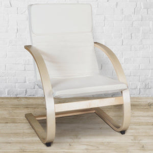 Niche Mia Bentwood Reclining Chair with Natural Frame Finish, Beige Upholstery