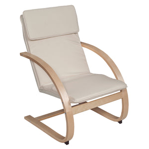 Niche Mia Bentwood Reclining Chair with Natural Frame Finish, Beige Upholstery