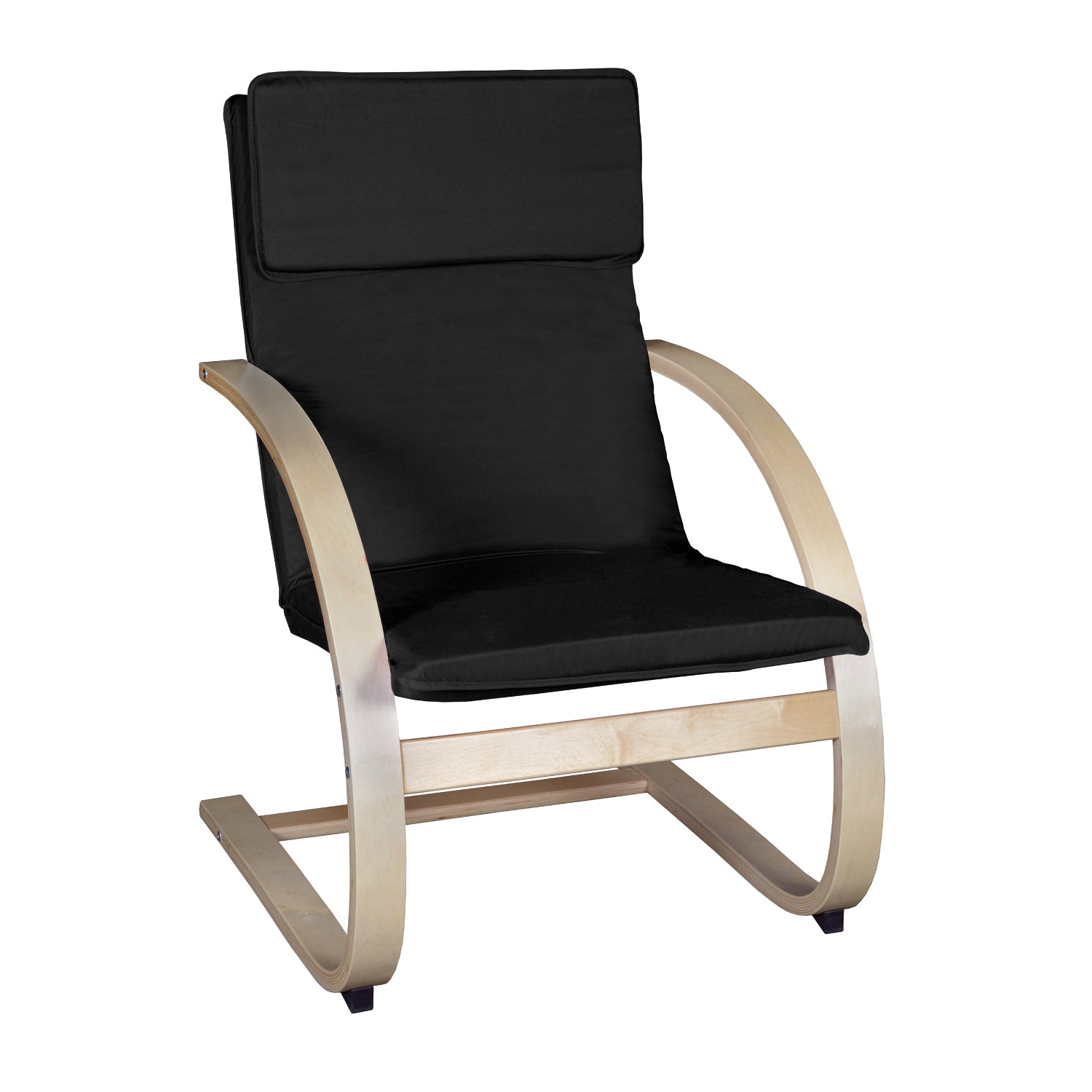 Niche Mia Bentwood Reclining Chair with Natural Frame Finish, Black  Upholstery