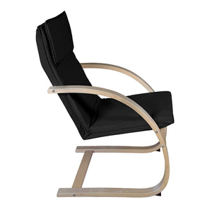 Niche Mia Bentwood Reclining Chair with Natural Frame Finish, Black  Upholstery