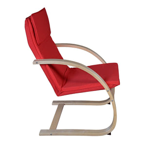 Niche Mia Bentwood Reclining Chair with Natural Frame Finish, Red Upholstery