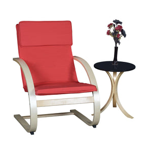 Niche Mia Bentwood Reclining Chair with Natural Frame Finish, Red Upholstery