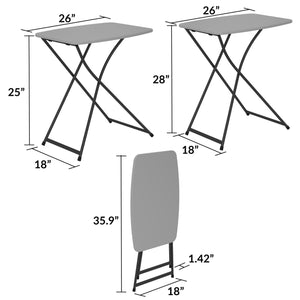 Bridgeport 18" x 26" Adjustable Height Personal Folding Activity Table, Gray