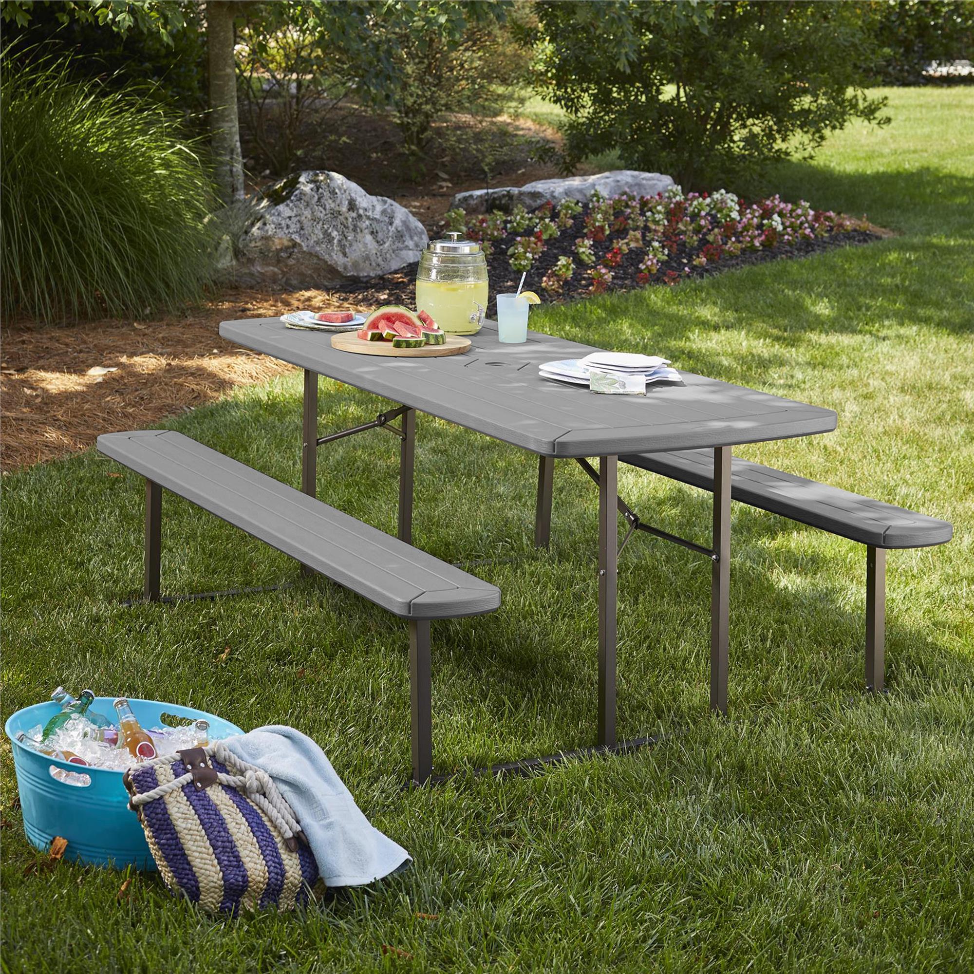 Dorel Bridgeport Outdoor Living™ 6 foot Folding Picnic Table, Dark Grey Wood Grain