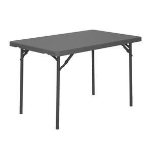 Dorel Zown Classic Comfort Leg Commercial Blow Mold Resin Plastic Folding Table, 48" x 30", Grey