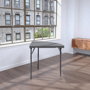 Dorel Zown Classic Comfort Leg Corner Angle Commercial Blow Mold Resin Plastic Folding Table, Grey