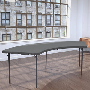 Dorel Zown Classic Comfort Leg Moon Crescent Commercial Blow Mold Resin Plastic Folding Table, Grey