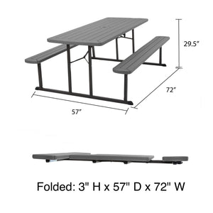 Dorel Bridgeport Outdoor Living™ 6 foot Folding Picnic Table, Dark Grey Wood Grain