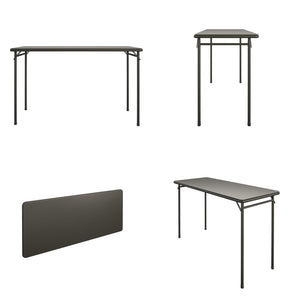 Bridgeport 20" x 48" Vinyl Top Folding Table, Black