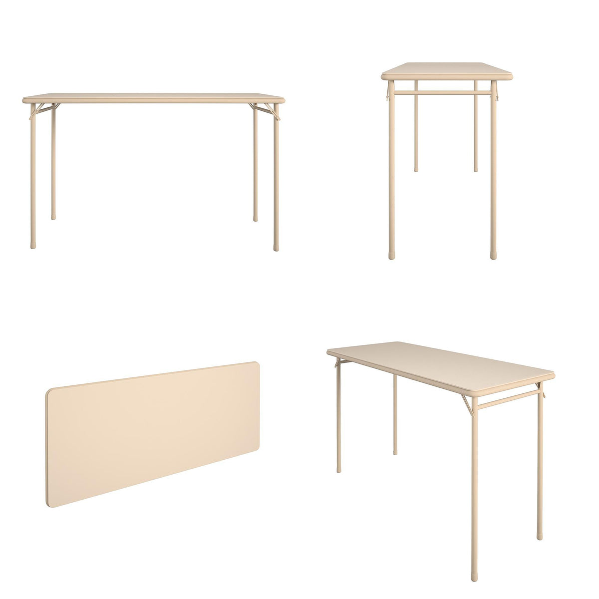 Bridgeport 20" x 48" Vinyl Top Folding Table, Antique Linen