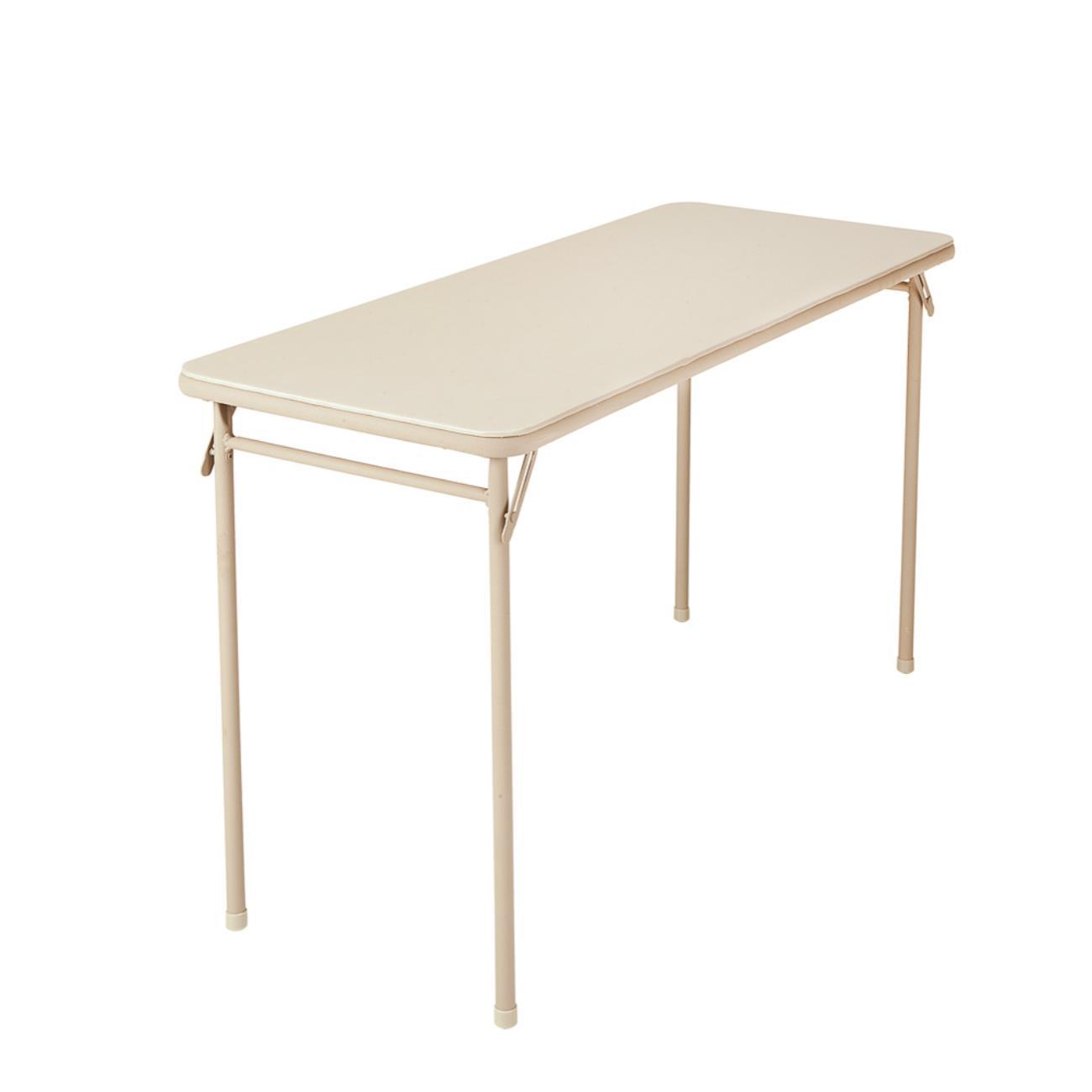 Bridgeport 20" x 48" Vinyl Top Folding Table, Antique Linen