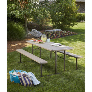Dorel Bridgeport Outdoor Living™ 6 foot Folding Picnic Table, Taupe Wood Grain