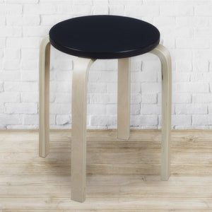 Niche Mia Bentwood Round Table/Stool with Natural Legs, Black Top