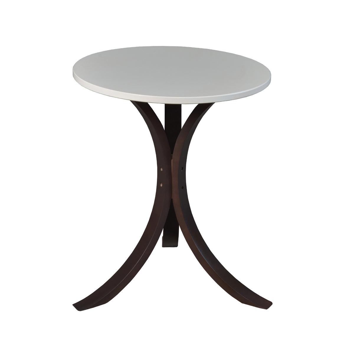 Niche Mia Bentwood Round Side Table, Mocha Walnut Legs, Beige Top