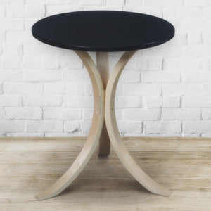 Niche Mia Bentwood Round Side Table, Natural Legs, Black Top