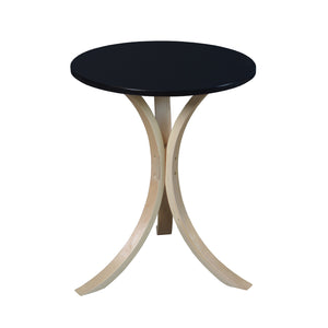 Niche Mia Bentwood Round Side Table, Natural Legs, Black Top