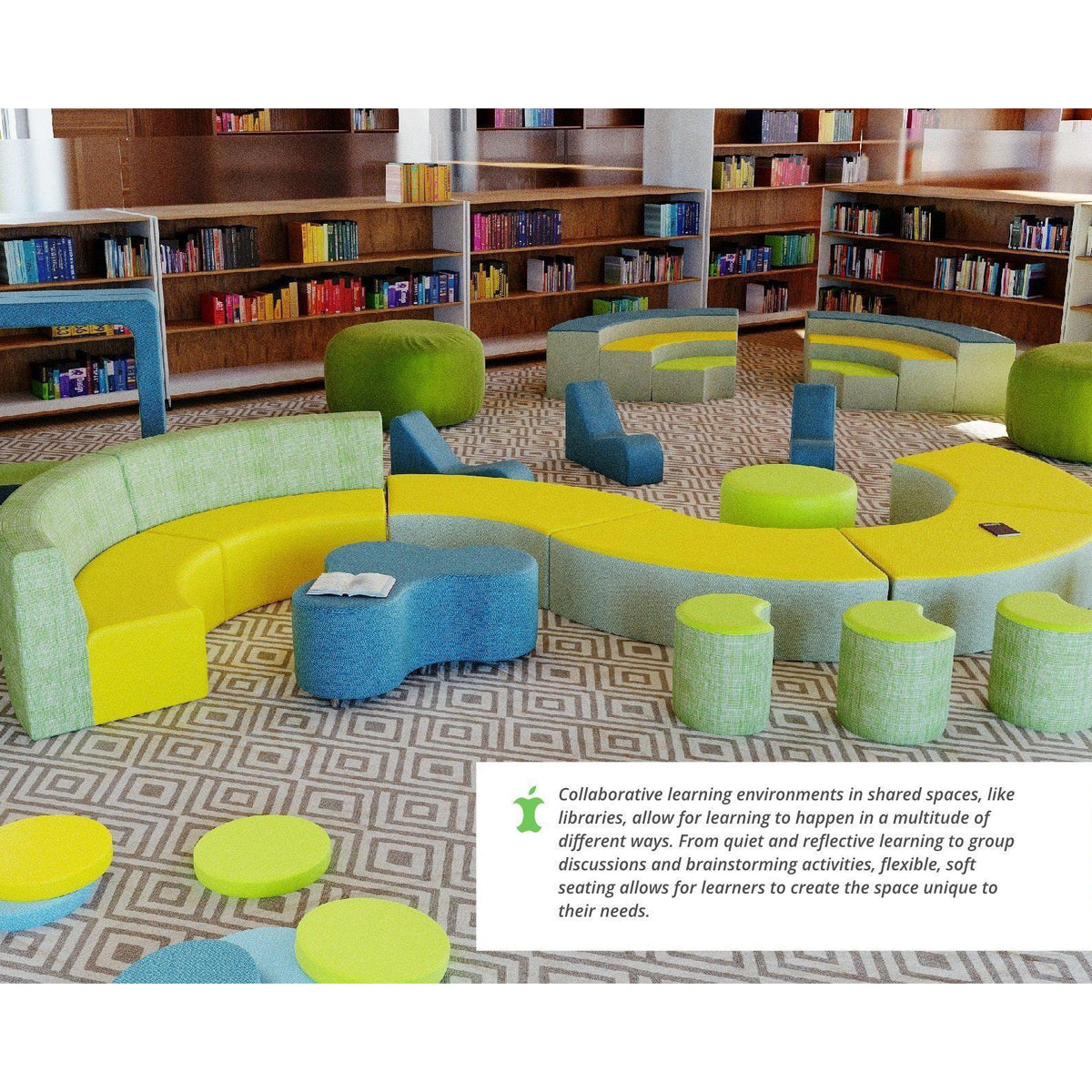 Fomcore Ottoman Series Crescent with 100% ALL-FOAM CORE, Antibacterial Vinyl Upholstery, LIFETIME WARRANTY, FREE SHIPPING