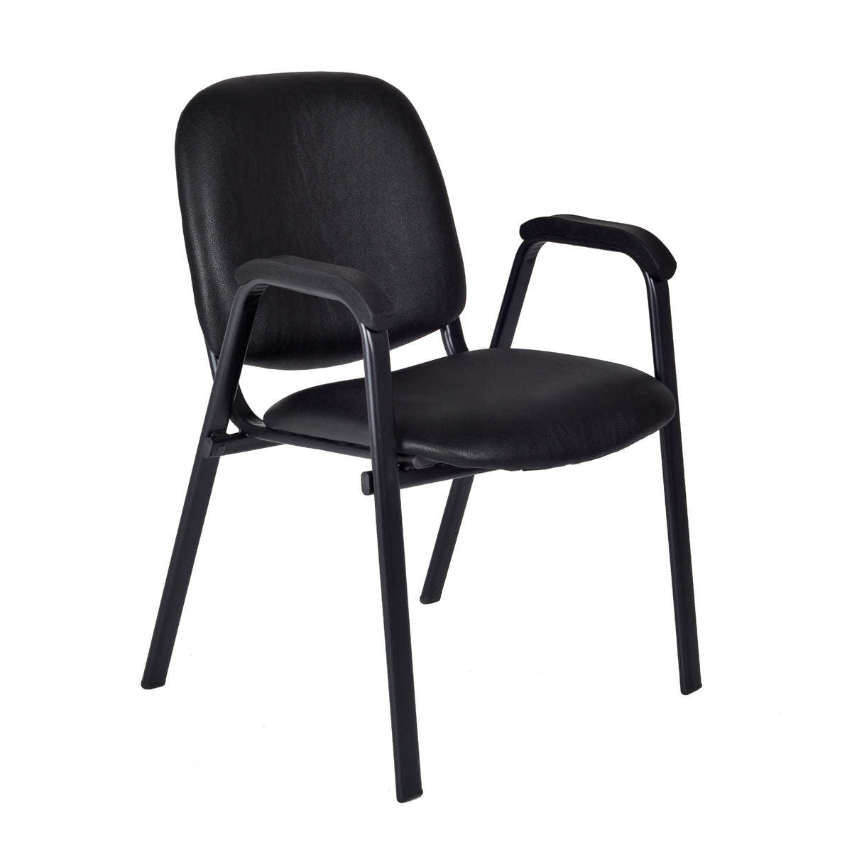 Ace Stacking Chair with Arms, Black Vinyl Upholstery