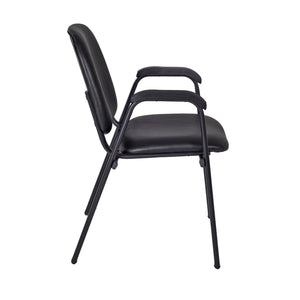 Ace Stacking Chair with Arms, Black Vinyl Upholstery