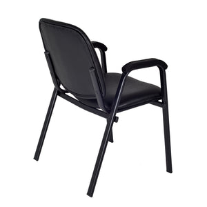 Ace Stacking Chair with Arms, Black Vinyl Upholstery