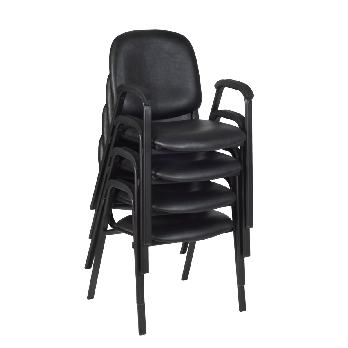 Ace Stacking Chair with Arms, Black Vinyl Upholstery