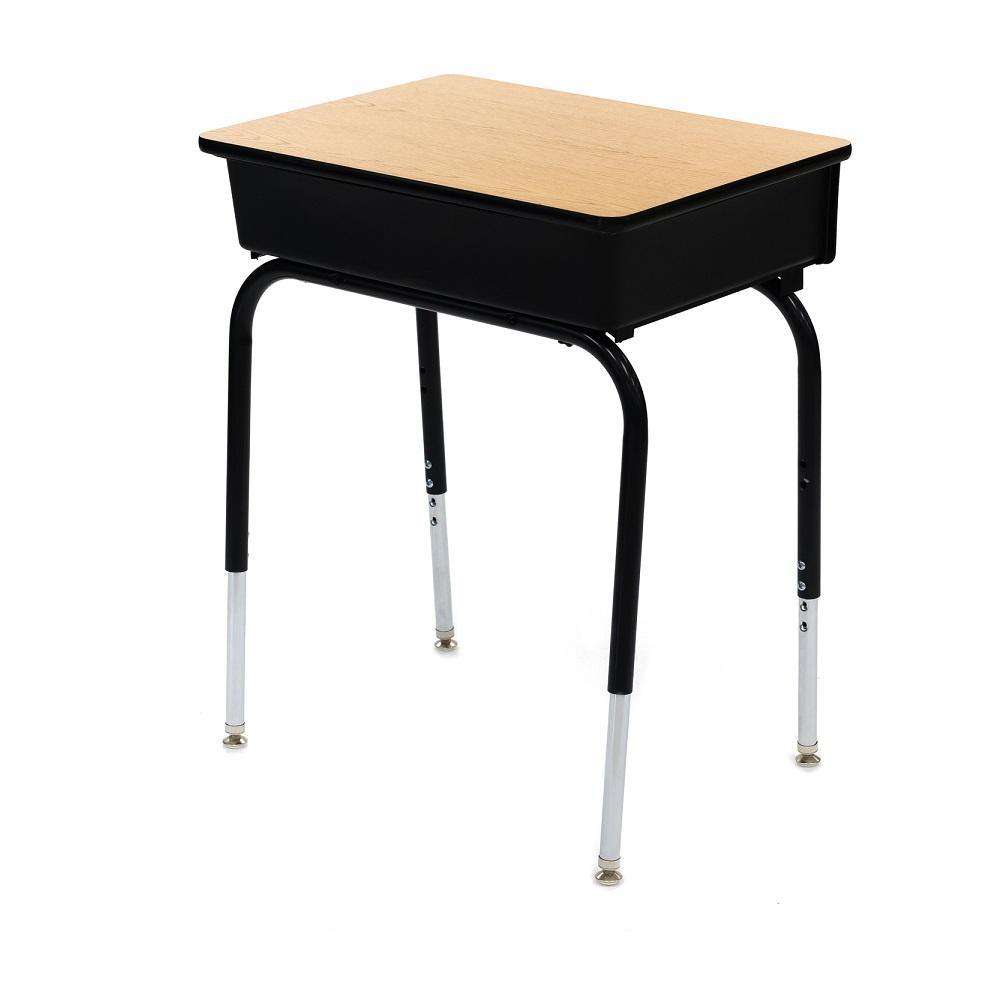 2200 Series Adjustable Height Open Front Desk with Plastic Bookbox, High-Pressure Laminate Top