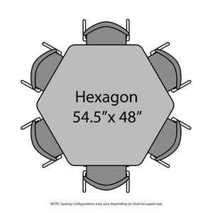 MG Series Adjustable Height Activity Table, 54.5" x 48" Hexagon