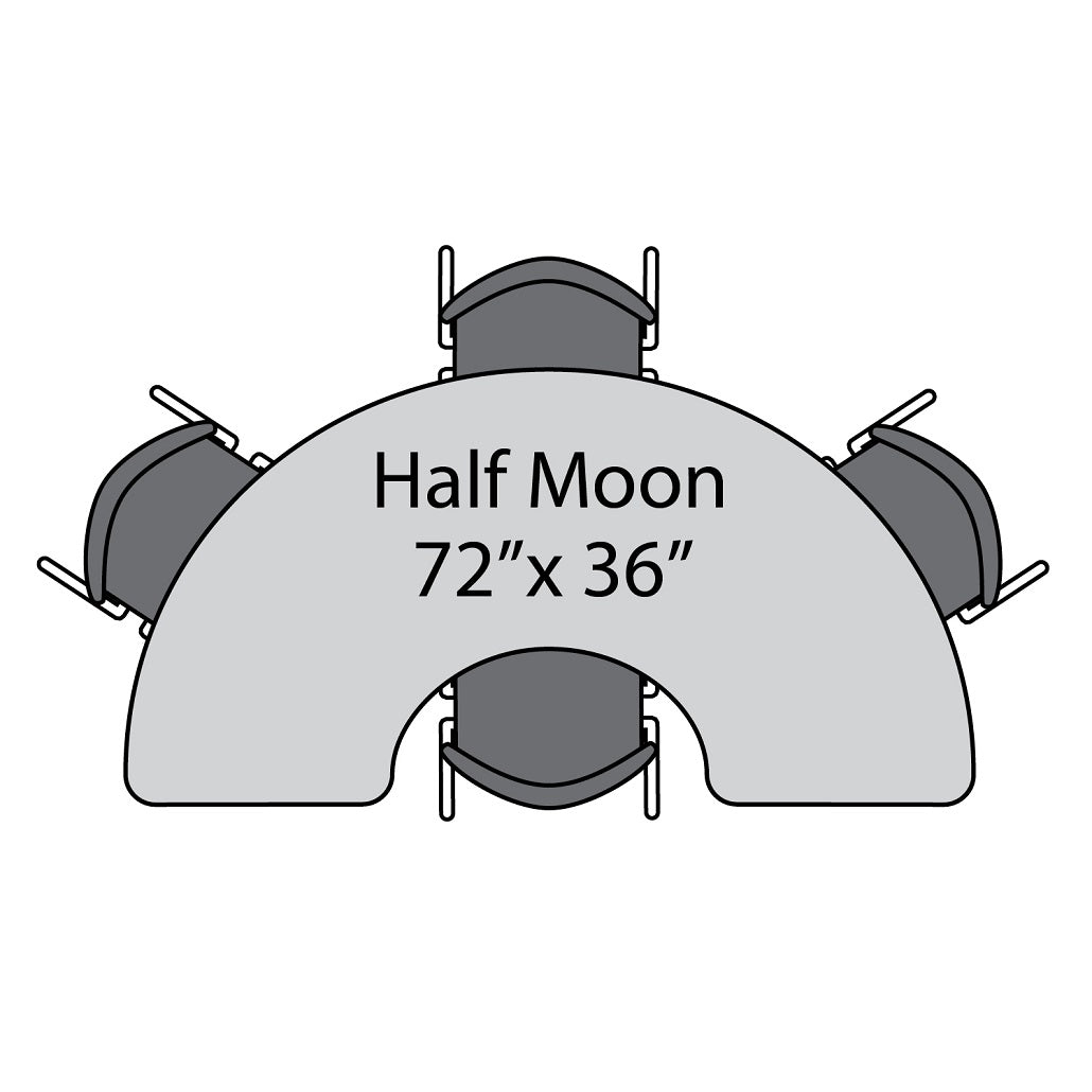 Apex Adjustable Height Collaborative Student Table with Dry Erase Laminate Markerboard Top, 36" x 72" Half Moon