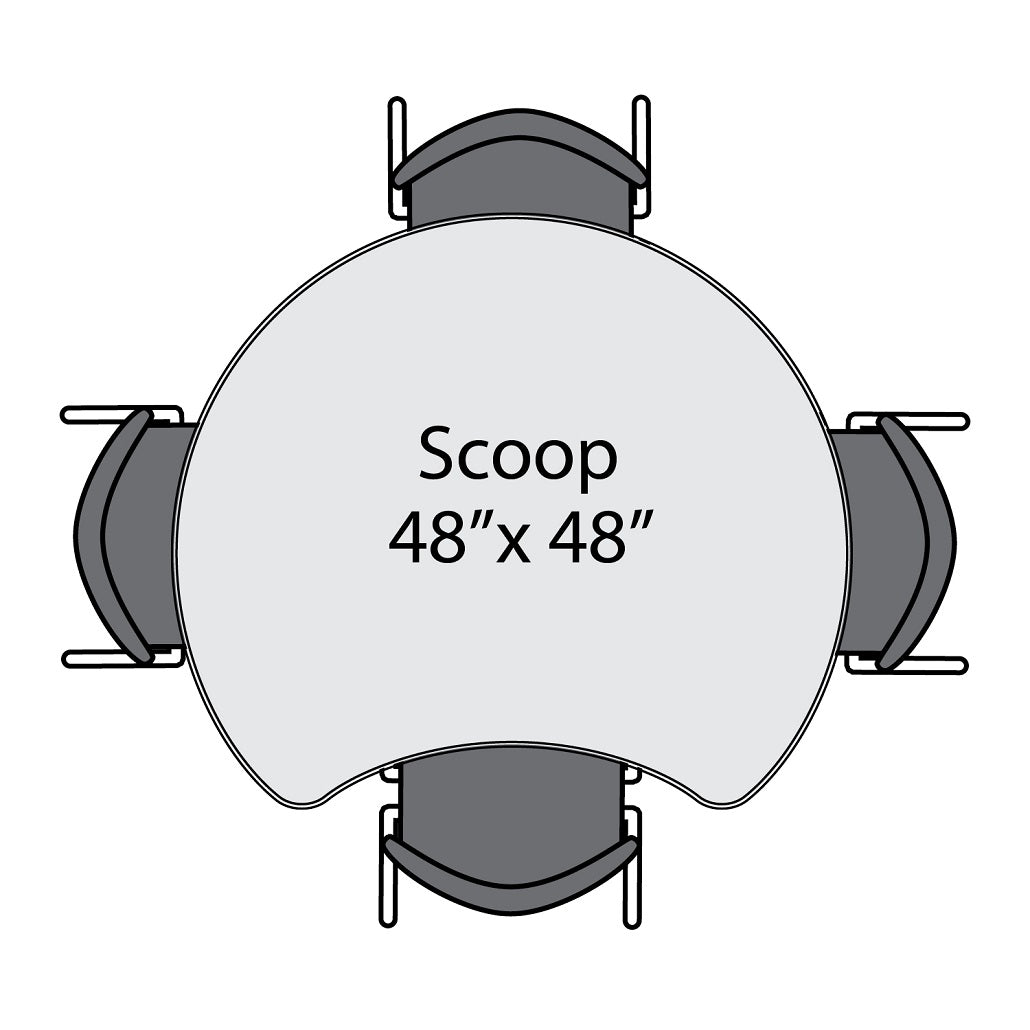 Apex Adjustable Height Collaborative Student Table with Dry Erase Laminate Markerboard Top, 48" Scoop