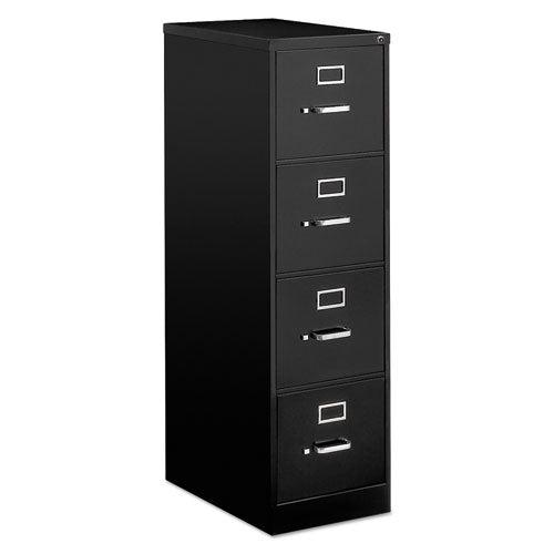 Four-Drawer Economy Vertical File Cabinet, Letter, 15" W x 25" D x 52" H, Black
