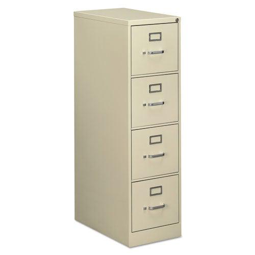 Four-Drawer Economy Vertical File Cabinet, Letter, 15" W x 25" D x 52" H, Putty