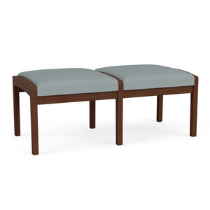 Lenox Wood Collection Reception Seating, 2 Seat Bench, Designer Fabric Upholstery, FREE SHIPPING