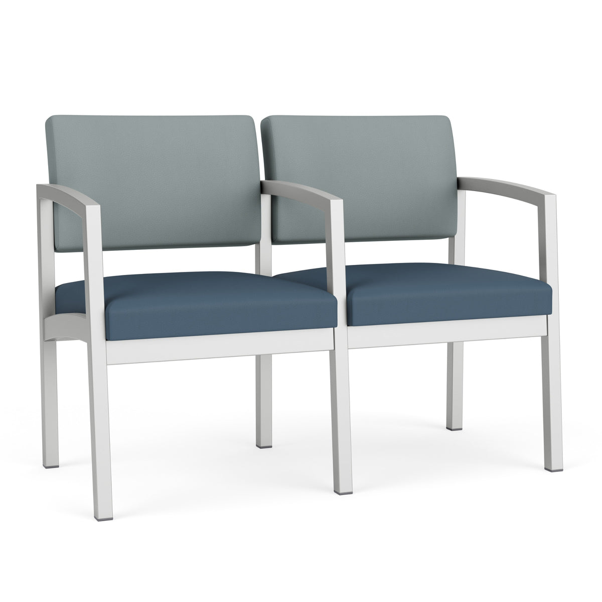 Lenox Steel Collection Reception Seating, 2 Seat Sofa with Center Arm, Healthcare Vinyl Upholstery, FREE SHIPPING