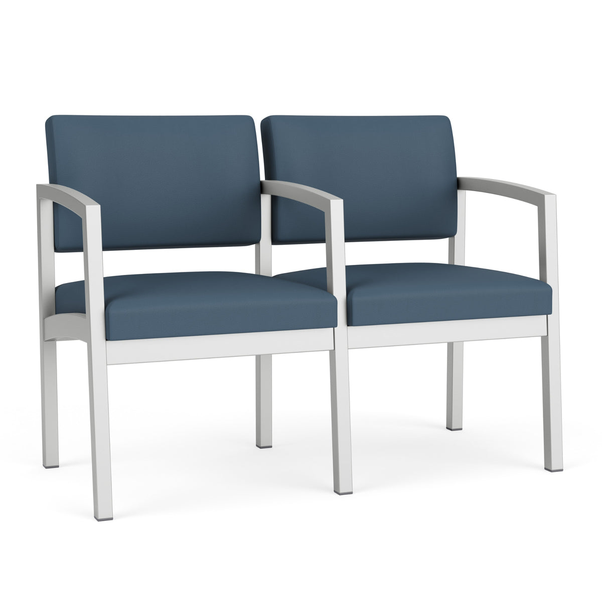 Lenox Steel Collection Reception Seating, 2 Seat Sofa with Center Arm, Designer Fabric Upholstery, FREE SHIPPING