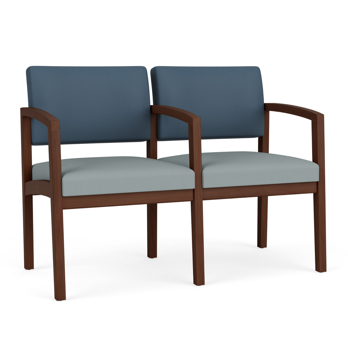 Lenox Wood Collection Reception Seating, 2 Seat Sofa with Center Arm, Standard Fabric Upholstery, FREE SHIPPING